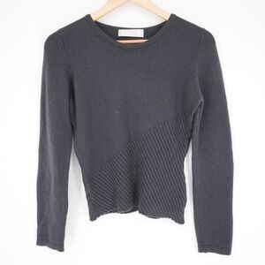 Shirin 100% Cashmere Pullover Sweater Womens S Steel Blue Gray Scotland Ribbed